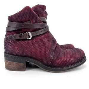 A.S.98 Airstep Avant Garde leather ankle boots red burgundy maroon